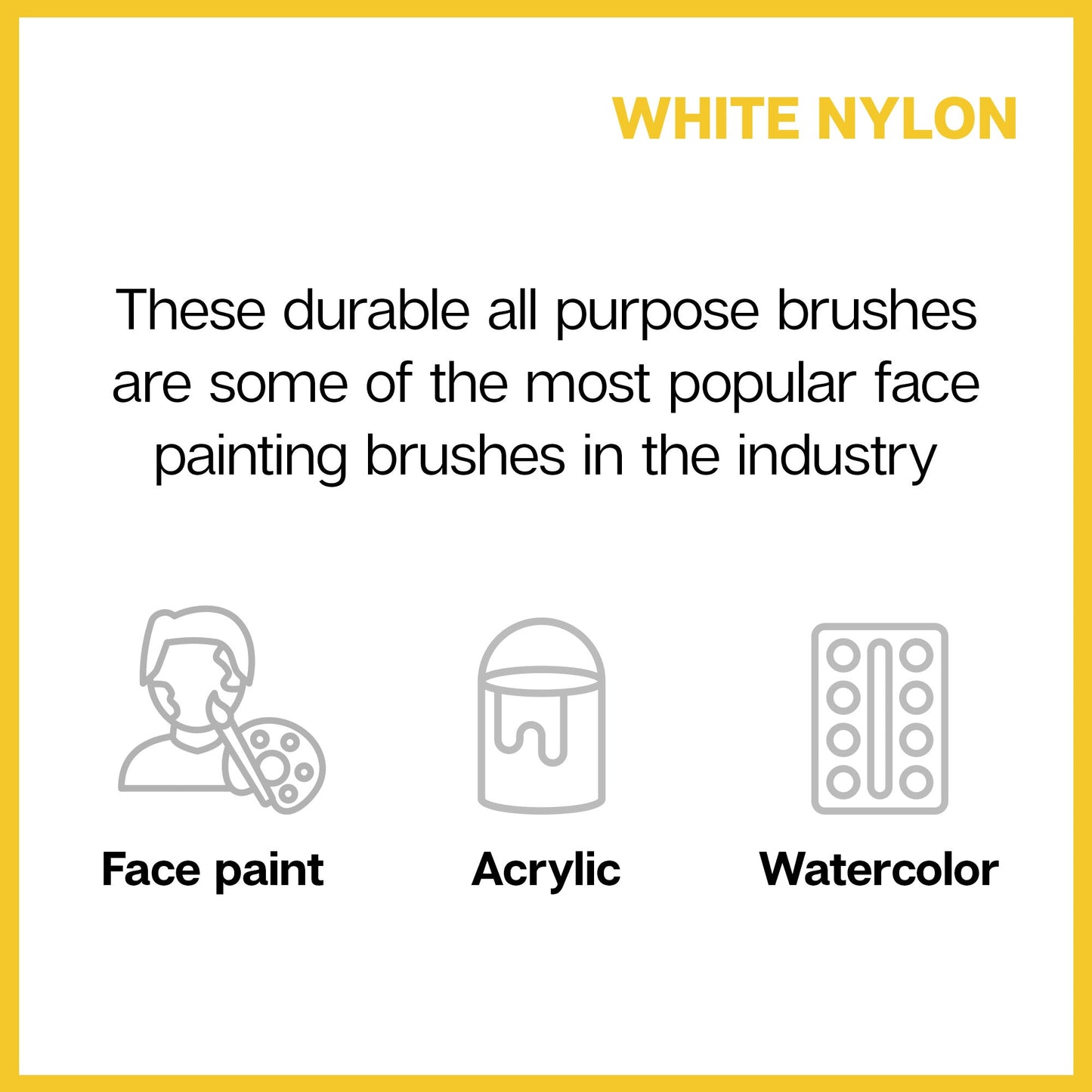 White Nylon 7950 Round Short Handle Brush Set - 8 pc