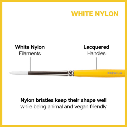White Nylon 7950 Round Short Handle Brush Set - 8 pc
