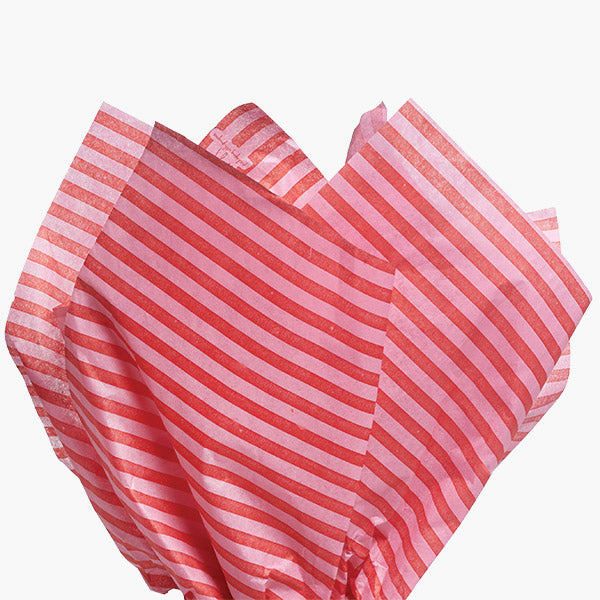 Pink & Red Stripe Tissue Paper, 20x30"
