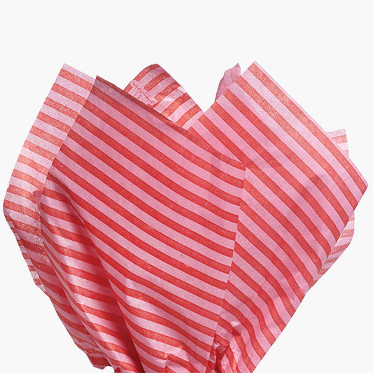 Pink & Red Stripe Tissue Paper, 20x30"