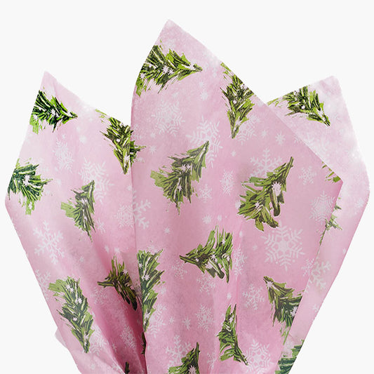 Pink Christmas Trees Tissue Paper, 20x30"