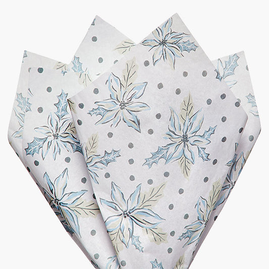 Frosted Poinsettia Tissue Paper, 20x30"
