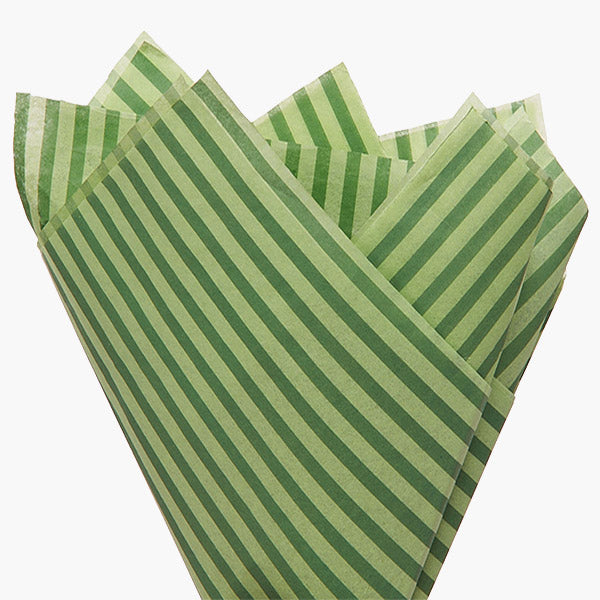 Green Tonal Stripe Tissue Paper, 20x30"