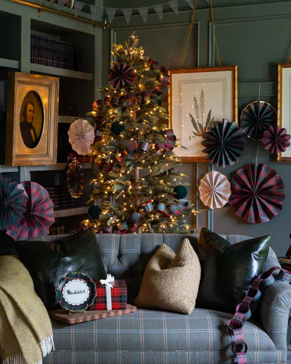 Plaid Paper Fan Set