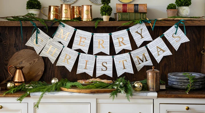 Merry Christmas Music Paper Banner