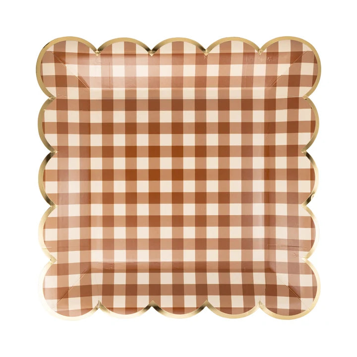 Brown Gingham 9" Paper Plate (8ct)