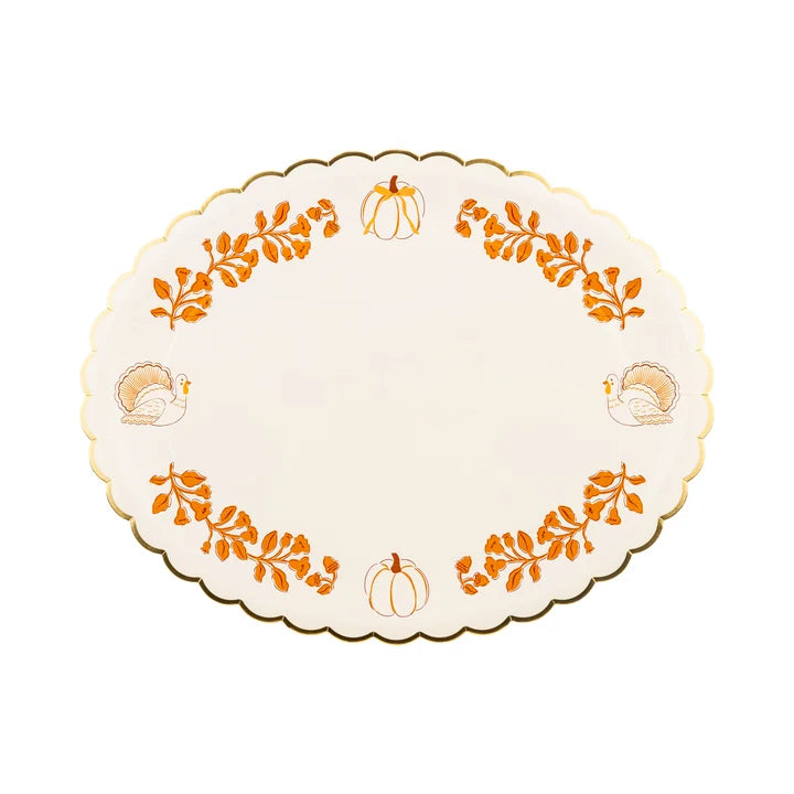 Foil Pumpkin 17" Paper Platter (6ct)