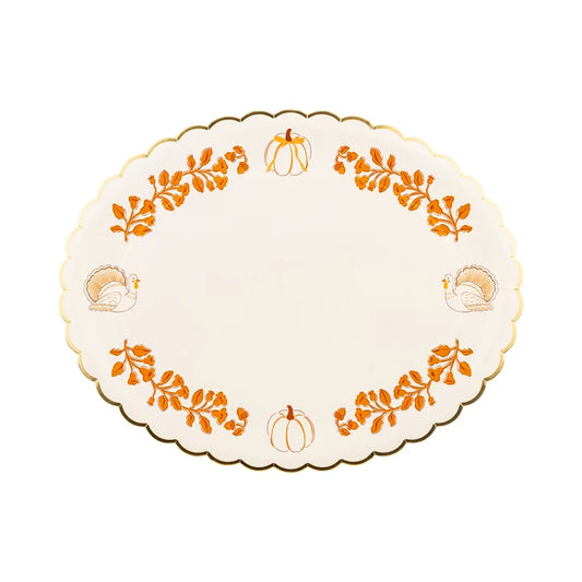 Foil Pumpkin 17" Paper Platter (6ct)