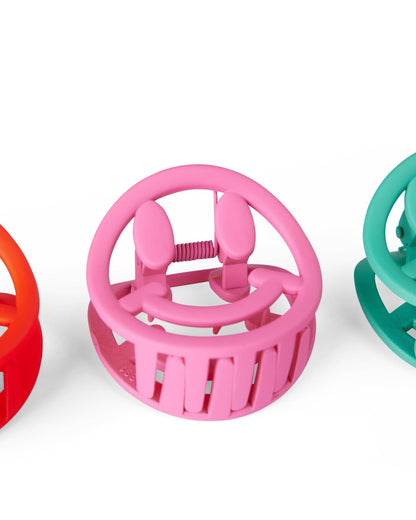 Smiley Hair Claw Clips (set of 3)