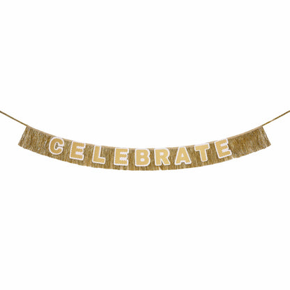 Customizable Gold Fringe Reusable Party Banner