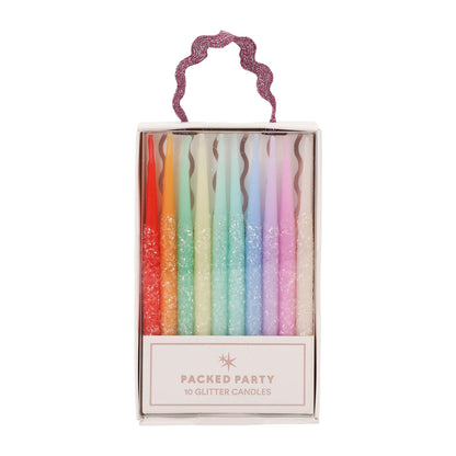 Rainbow Glitter Birthday Candles (set of 10)