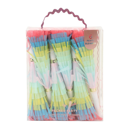 Confetti Burst Fringe Party Blowers (6 count)