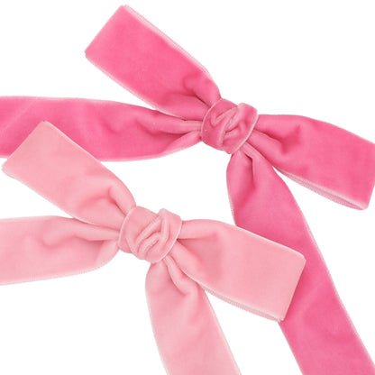 Pink Velvet Clip-On Bow Set (5 count)