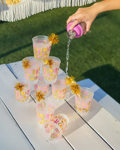 Social Club Reusable Party Cups and Pom Stirs (set of 10)