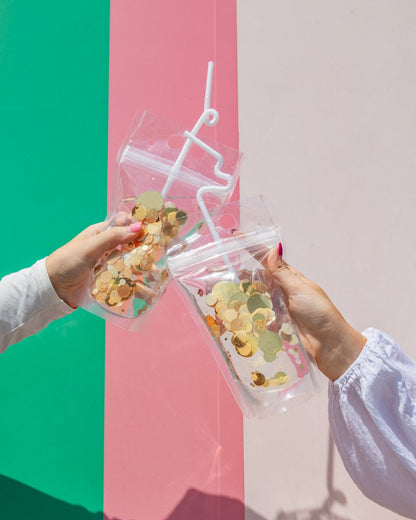 Gold Confetti Drink Pouch Set (set of 8 or 16)