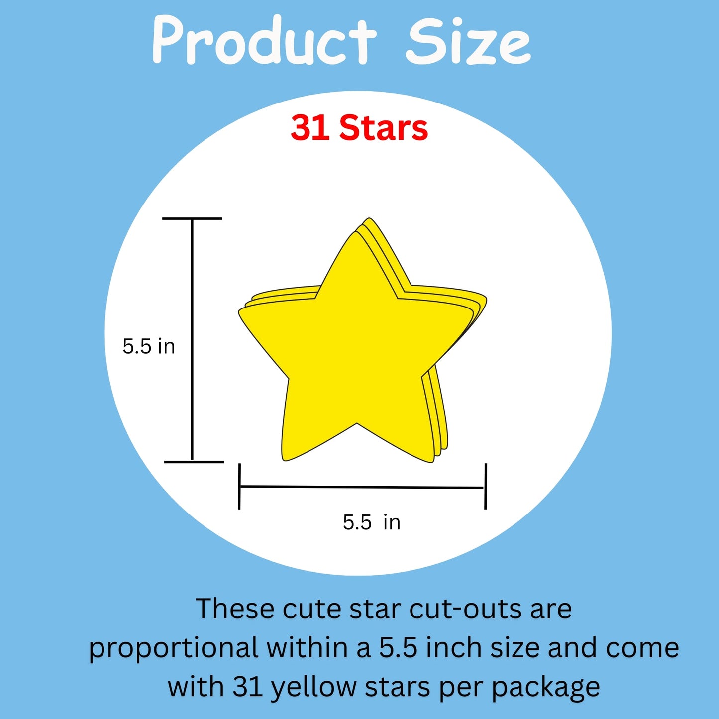 SHAPES ETC. Star Large Single-Color Creative Cut-Outs- 5.5"