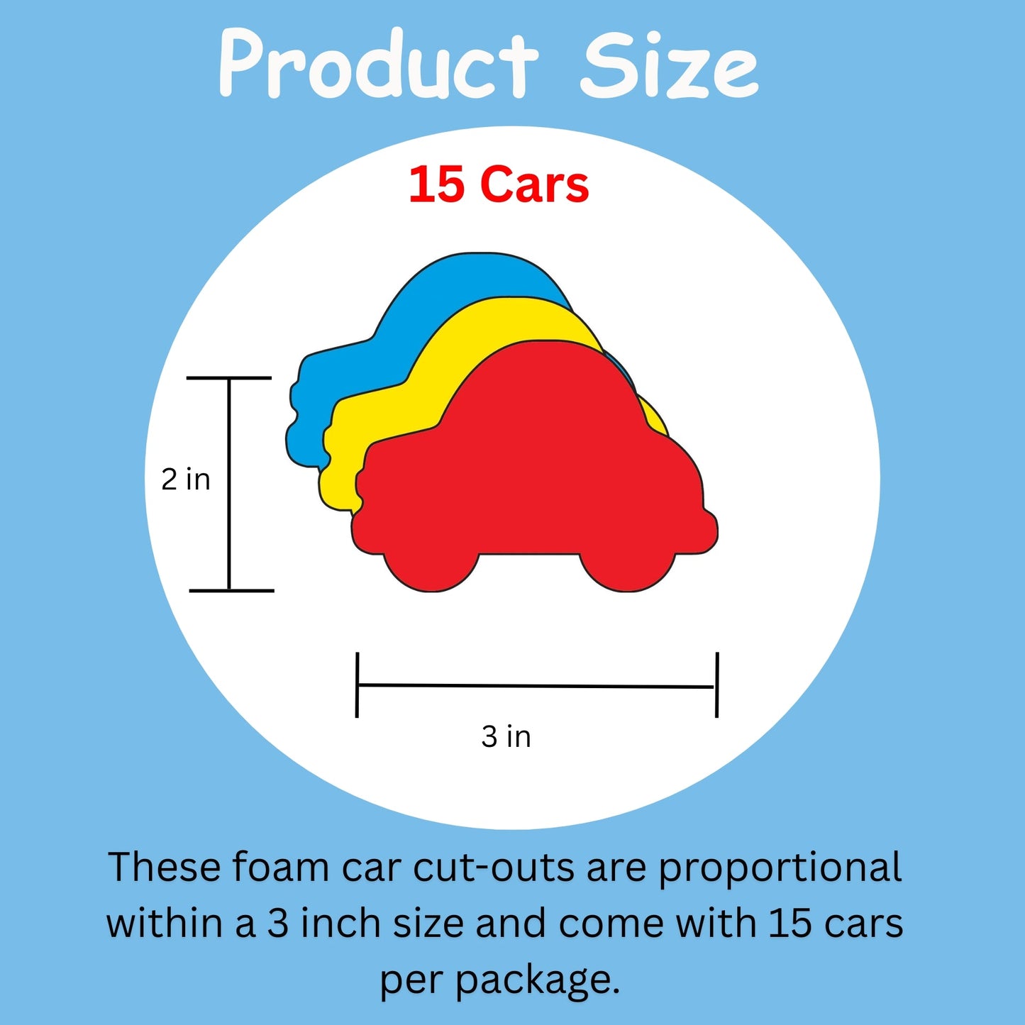 SHAPES ETC. Small Tri Color Creative Foam Cut-Outs - Car