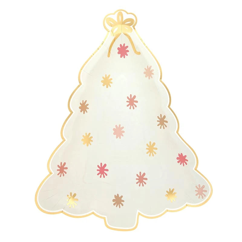 Die-Cut Tree Paper Plates - Snowburst