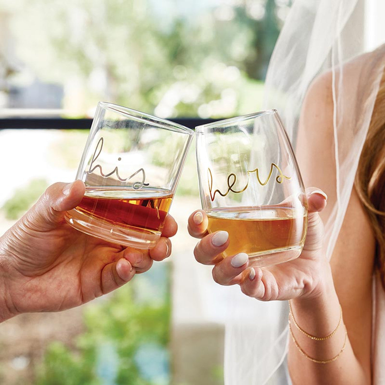 Double Old Fashioned + Stemless Wine Glassware Set - His/Hers