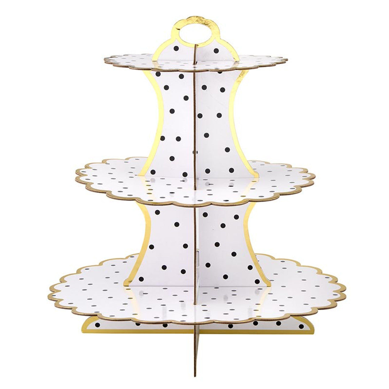 Cardboard Cupcake Stand - Black Polka Dot