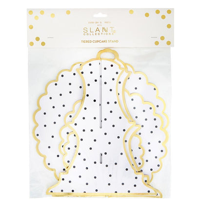 Cardboard Cupcake Stand - Black Polka Dot