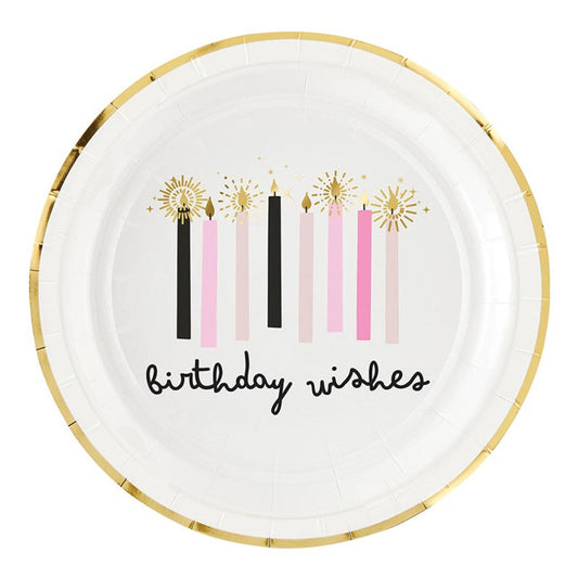 Foil Paper Plates - Birthday Wishes