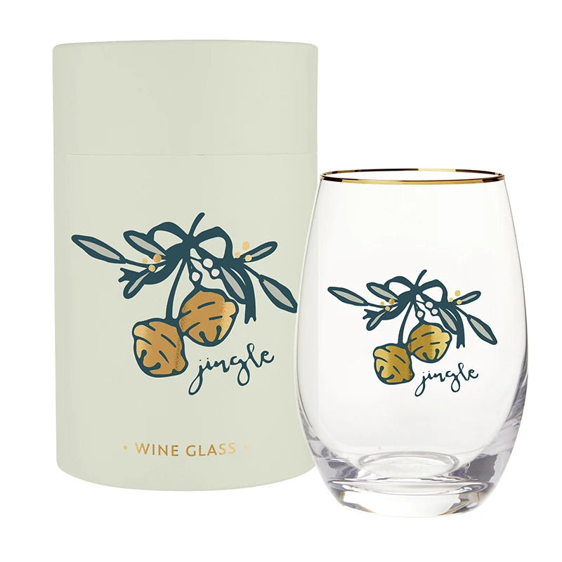 Gold Foil Stemless Wine Glass - Jingle