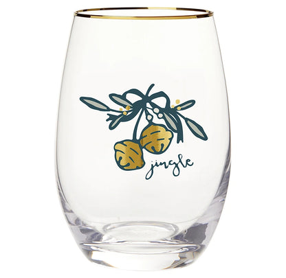Gold Foil Stemless Wine Glass - Jingle