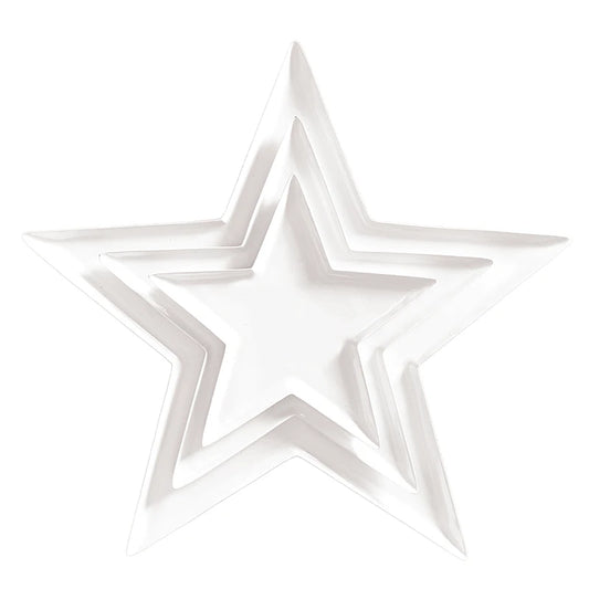 Nested White Enamel Star Trays - Set of 3