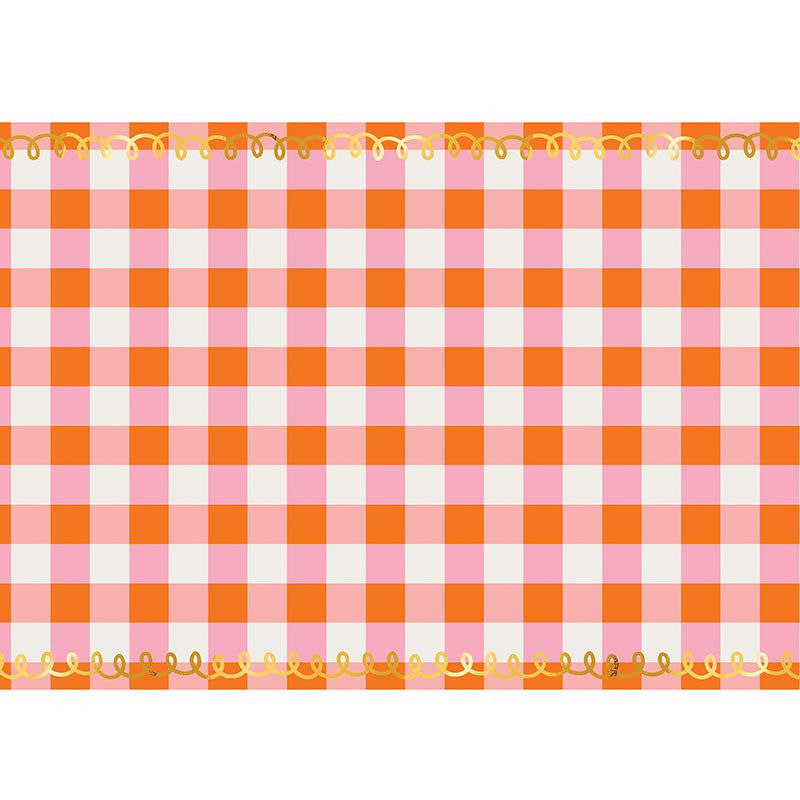 Foil Paper Table Runner - Pink Plaid