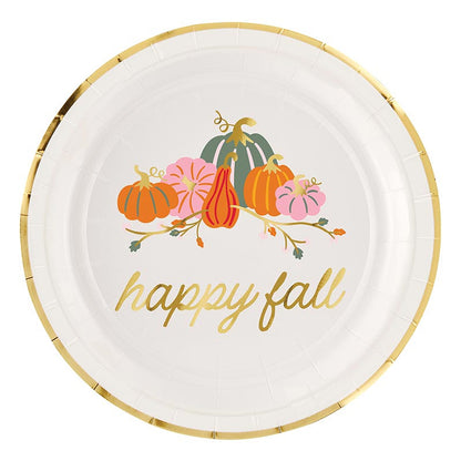 Foil Round Paper Plates - Happy Fall - 8ct