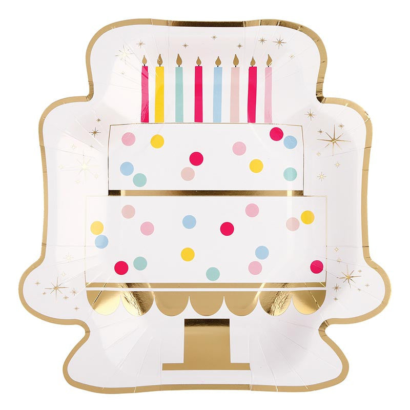 Foil Shaped Paper Plates - Cake - 8ct
