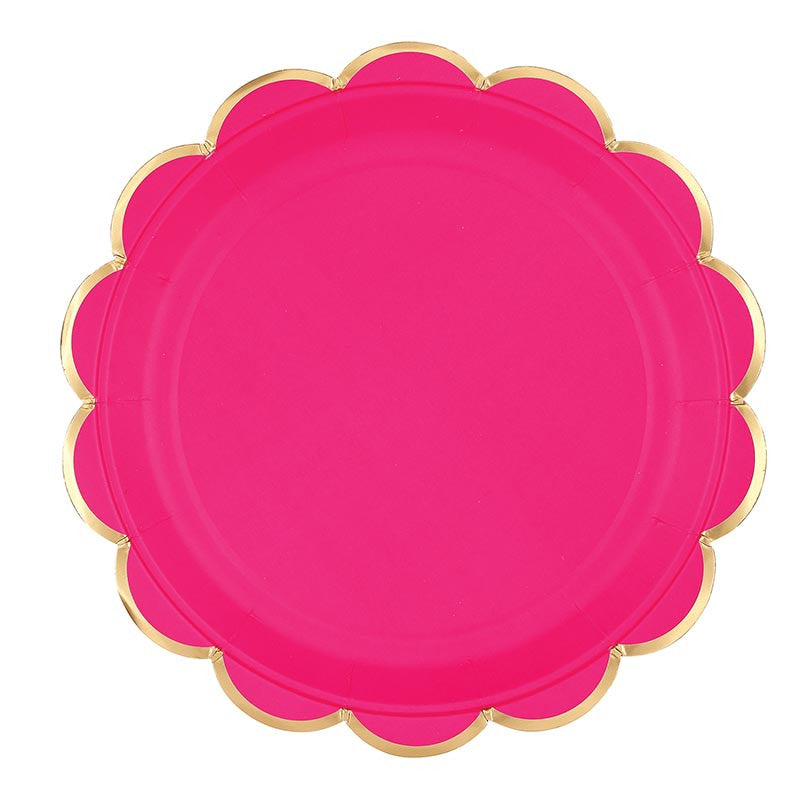 Foil Round Scalloped Paper Plates - Confetti Colors - 8ct
