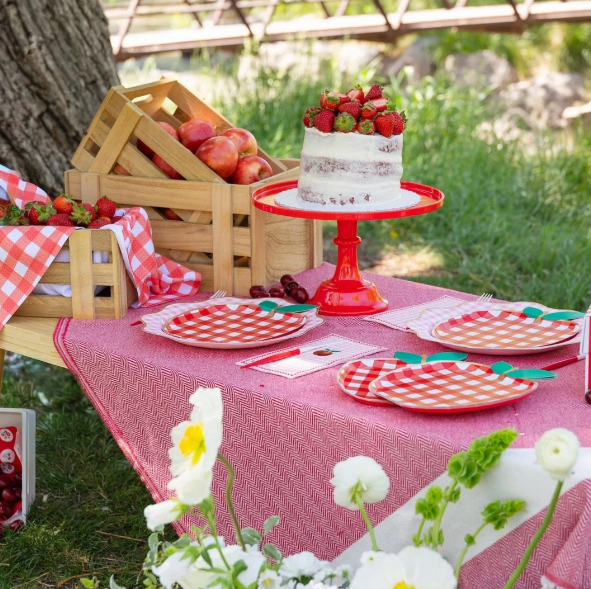 Large Cherry Red Pedestal Melamine Cake Stand