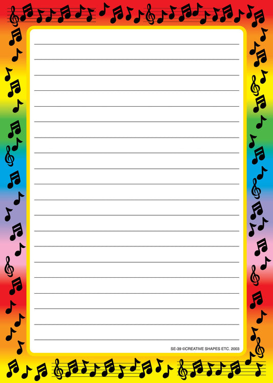 SHAPES ETC. Large Notepad - Music Border / Lined
