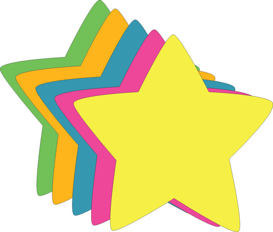 SHAPES ETC. Star Bright Neon Assorted Color Small Cut-Outs- 3” x 3”