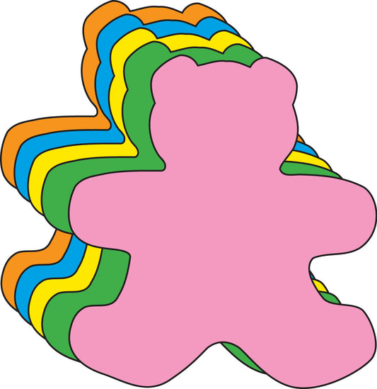 SHAPES ETC. Teddy Bear Assorted Color Cut-Outs- 5.5"