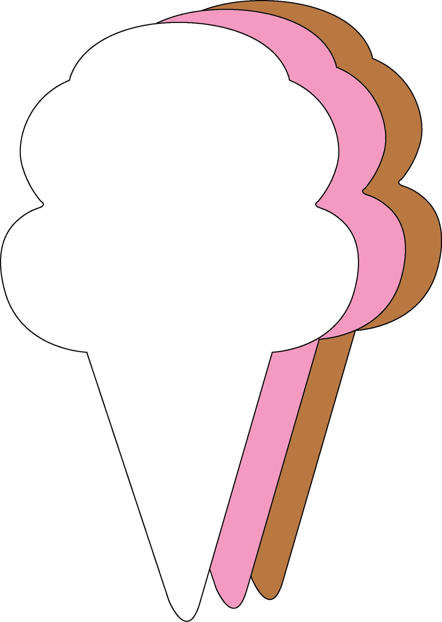 SHAPES ETC. Small Neapolitan Ice Cream Cone Tri- Color Creative Cut-Outs - 3"