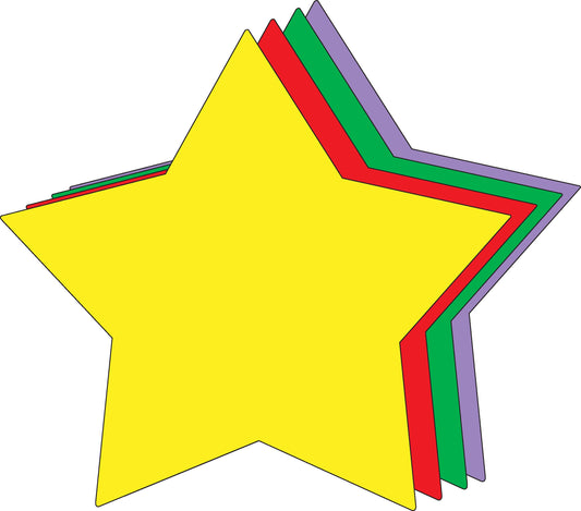 SHAPES ETC. Star Assorted Color Super Cut-Outs- 8” x 8”