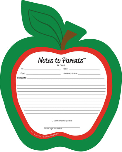SHAPES ETC. Red Apple Blank Pad - Notes to Parents