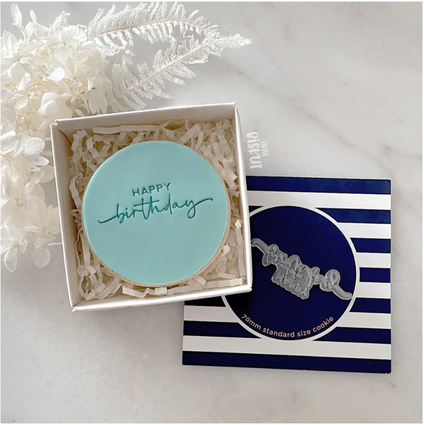 "HAPPY BIRTHDAY" TINY TEXT STAMP BY LITTLE BISKUT