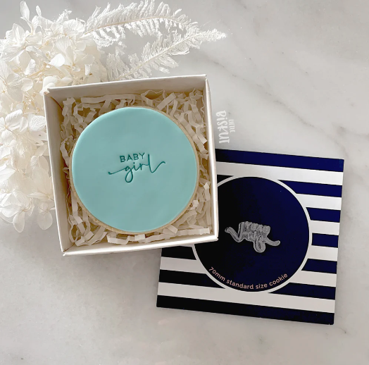 "BABY GIRL" TINY TEXT STAMP BY LITTLE BISKUT