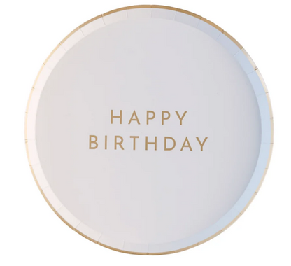 White & Gold Signature Happy Birthday Small Plates
