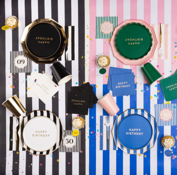White & Gold Signature Happy Birthday Small Plates