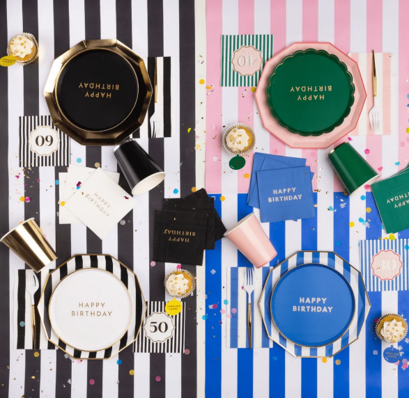 White & Gold Signature Happy Birthday Cocktail Napkins