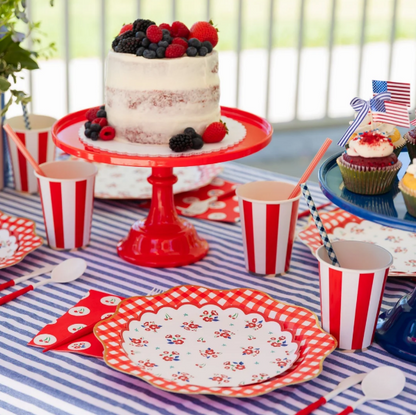 Large Cherry Red Pedestal Melamine Cake Stand
