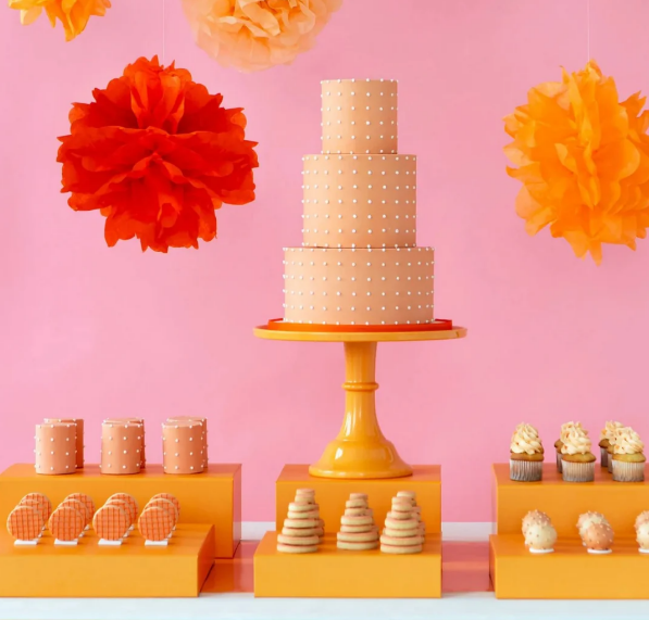 Large Orange Pedestal Melamine Cake Stand