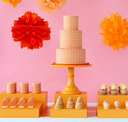 Large Orange Pedestal Melamine Cake Stand