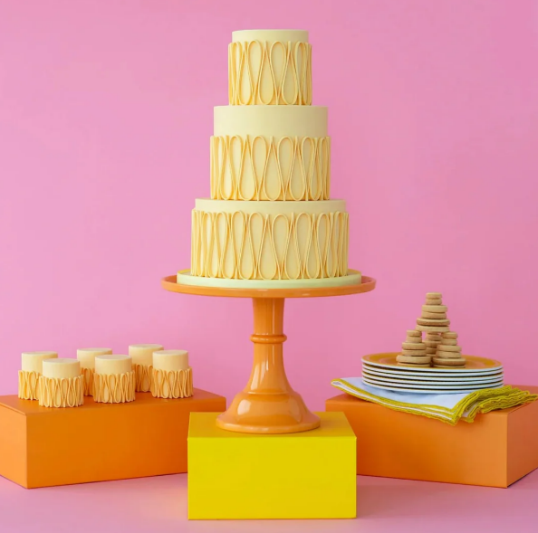Large Orange Pedestal Melamine Cake Stand