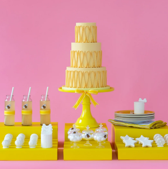 Large Yellow Pedestal Melamine Cake Stand